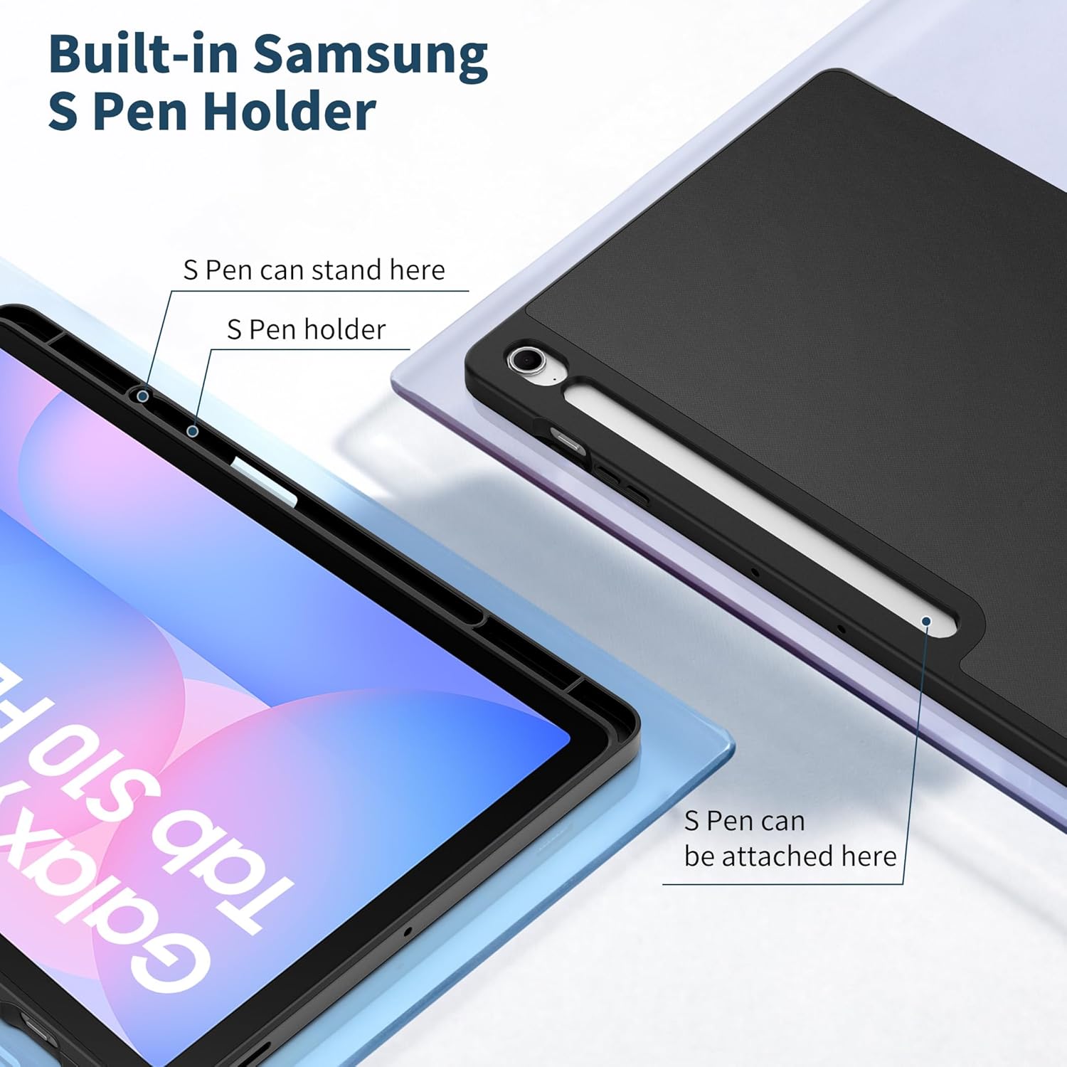 Husa pentru Samsung Galaxy Tab S10 FE+ Plus 13.1 Soft Shell UltraSlim tip stand functie sleep/wake-up si slot pentru S-Pen negru