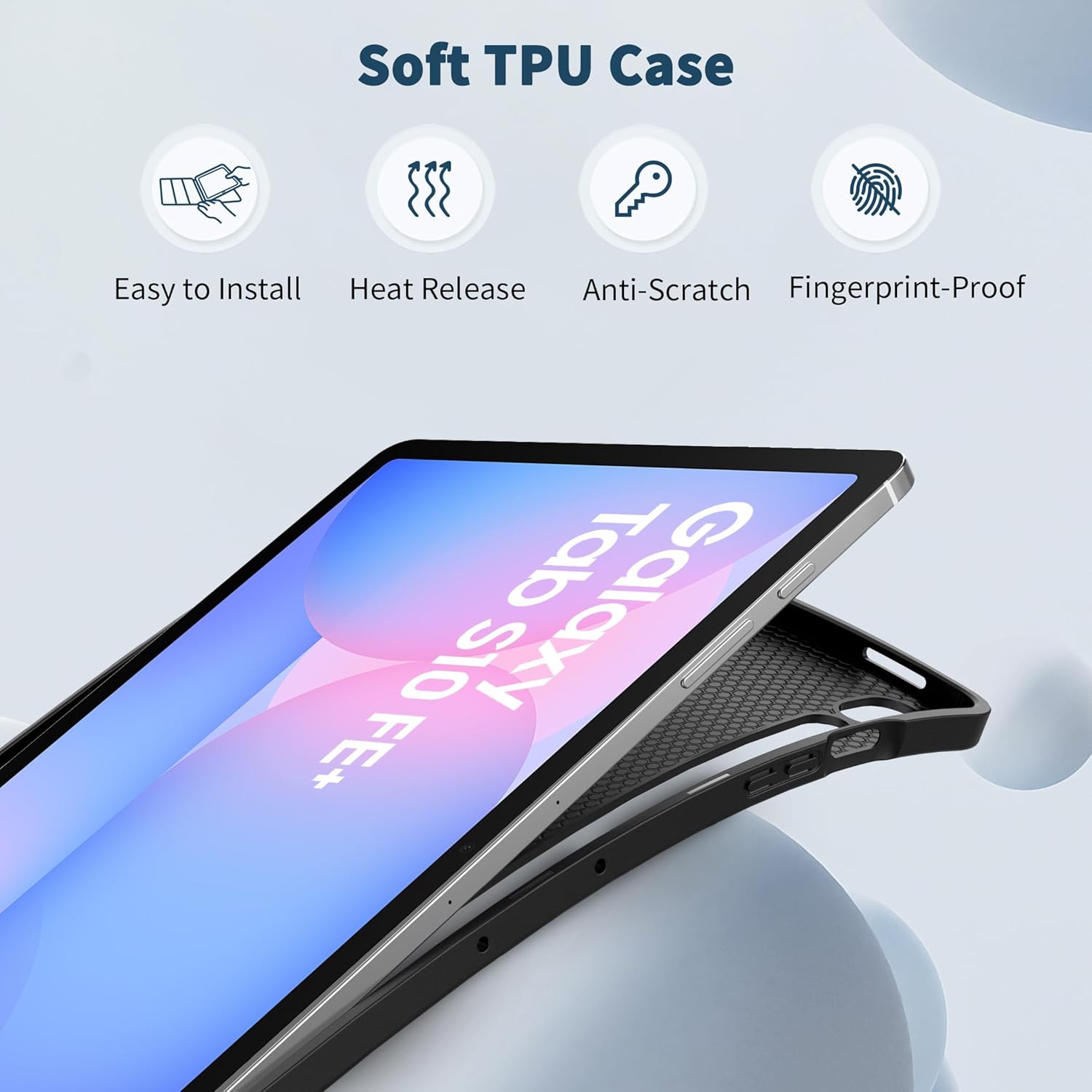 Husa pentru Samsung Galaxy Tab S10 FE+ Plus 13.1 Soft Shell UltraSlim tip stand functie sleep/wake-up si slot pentru S-Pen negru