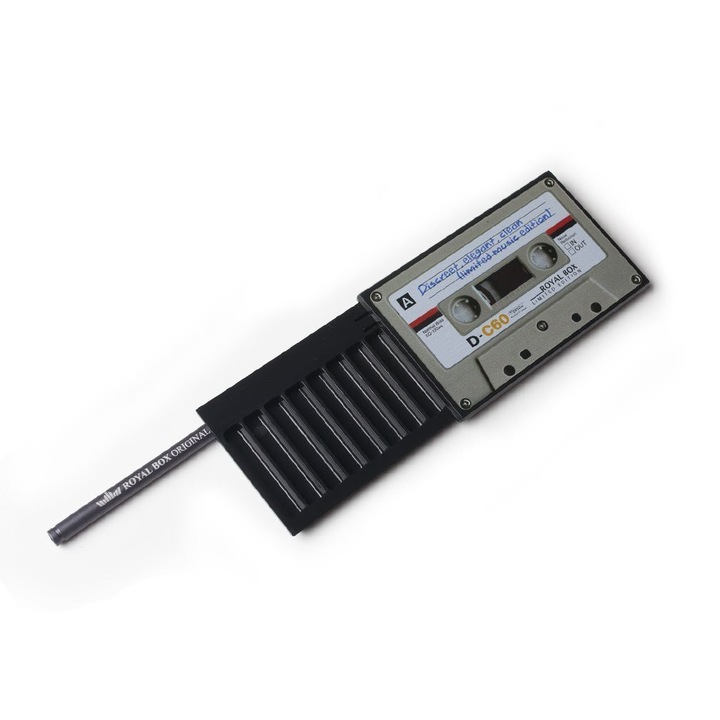 Tabachera Royal Box, model Cesette, 8 compartimente, aluminiu, 86x54x8mm, negru