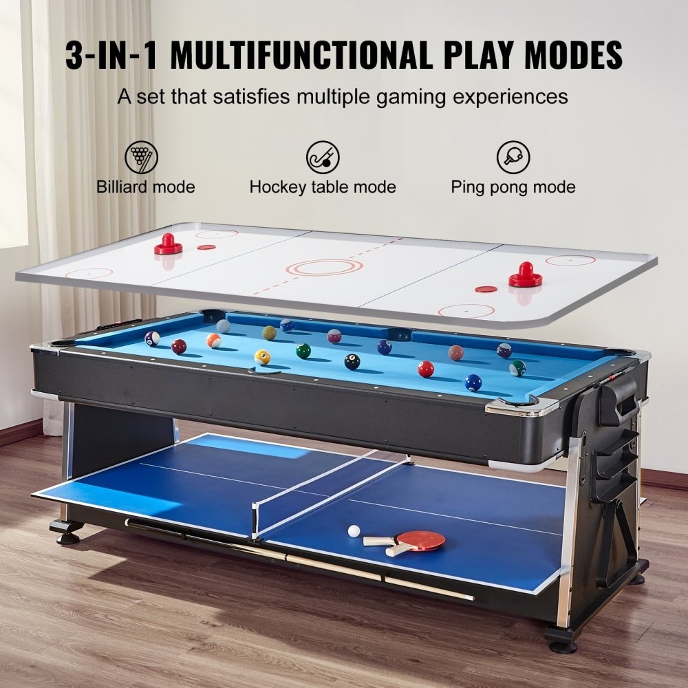 Masa de joc 3 in 1, Hochei Aer, Biliard, Tenis de masa, Rotativa
