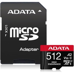 Card memorie ADATA High Endurance, 512GB, microSDXC, UHS-I U3, V30, A2 + Adaptor SD inclus