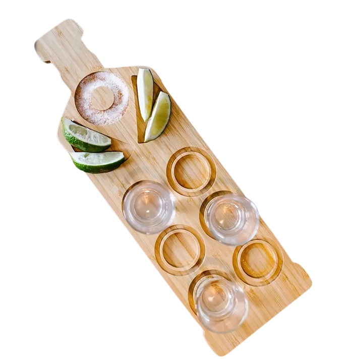 Suport din bambus pentru degustat tequila, bauturi - 38x12 cm