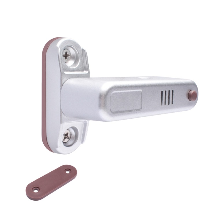 Set 2 incuietori pentru usi si ferestre, usor de instalat, alarma incorporata, cu suruburi de montare, OF/OB, material metalic, alb