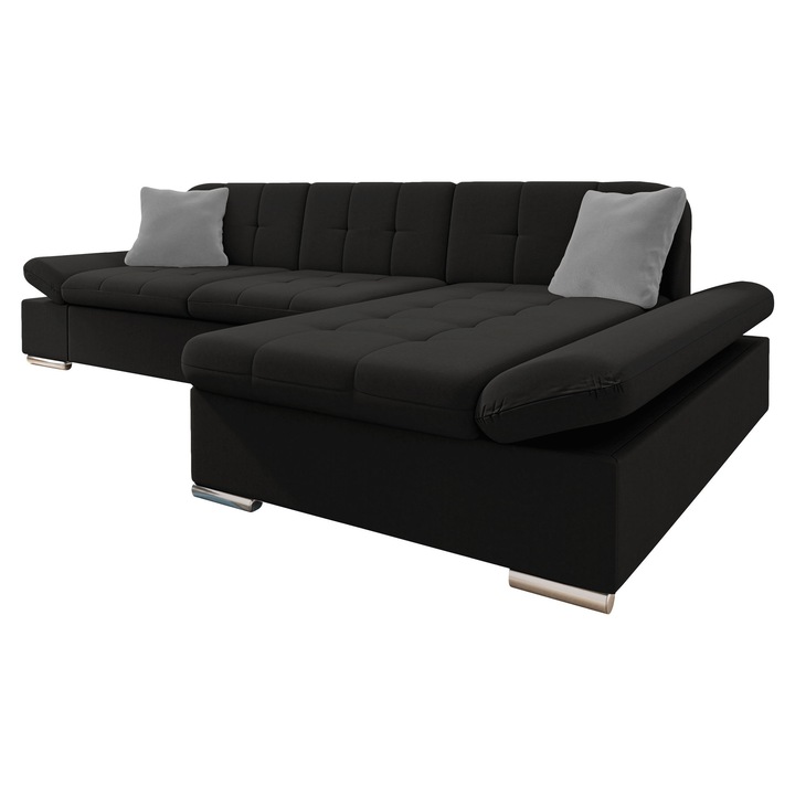 Coltar rabatabil Laviva Dreapta, MIRJAN 24, negru + gri, 161x278x76 cm