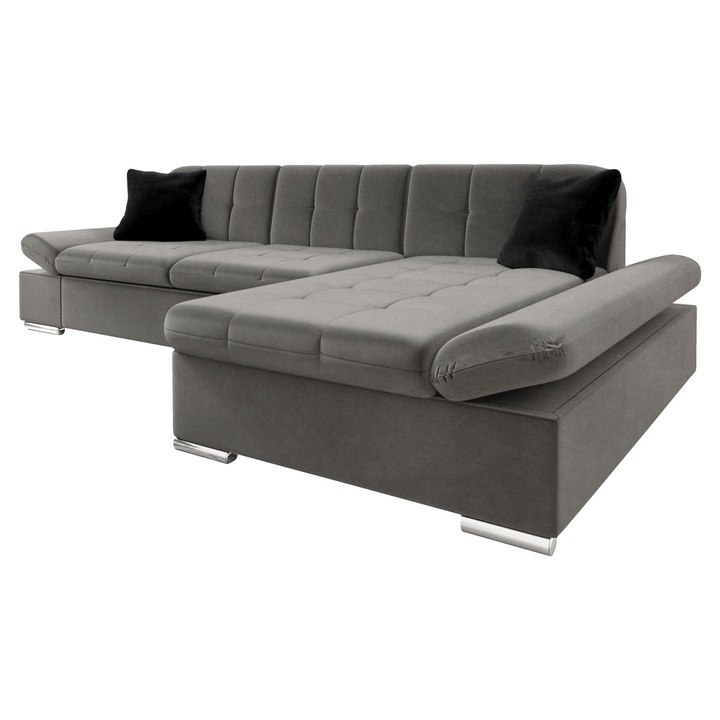 Coltar rabatabil Laviva Dreapta, MIRJAN 24, gri + negru, 161x278x76 cm