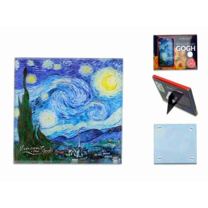 Suport pahar Carmani, Sticla, Vincent Van Gogh, 10.5x10.5 cm, Multicolor