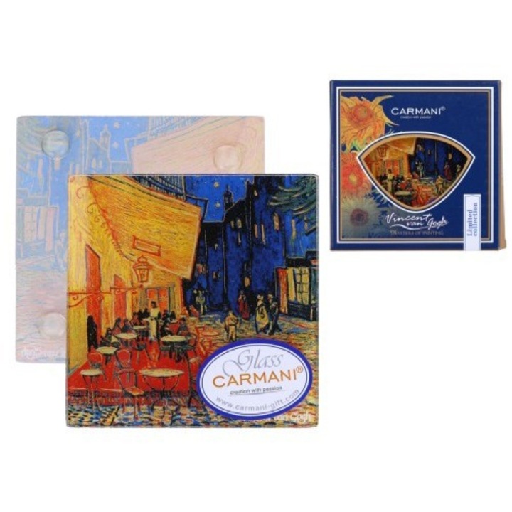Suport pahar sticla 10, 5x10, 5cm, Van Gogh: Cafeneaua de noapte CARMANI