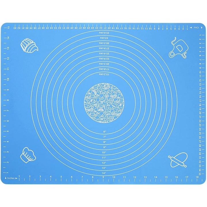 Covoras pentru aluat din silicon, foaie antiaderenta, 60x80 cm, Albastru, 557COF