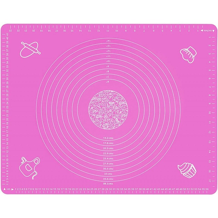 Covoras pentru aluat din silicon, foaie antiaderenta, 60x80 cm, Mov, 558COF