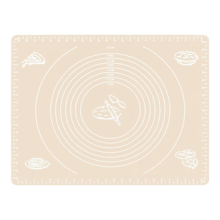 Covoras pentru aluat din silicon, foaie antiaderenta, 60x80 cm, Bej, 559COF