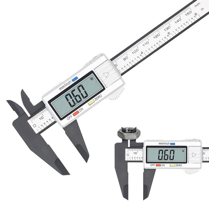 Subler electronic de precizie, Chucai, 0-150mm, afisaj LCD mare, argintiu