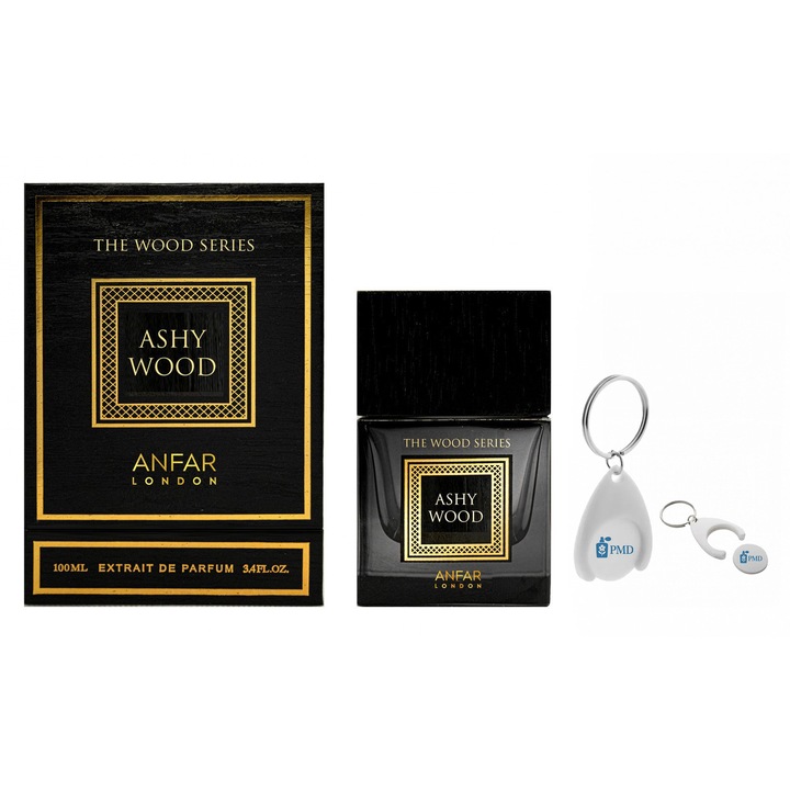 Anfar London parfüm kivonat szett, hamvasfa, férfiaknak, 100ml, személyre szabott "PMD" kulcstartóval