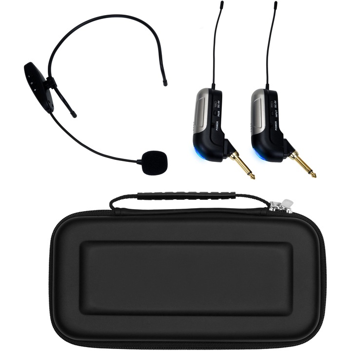 MUSICMATE vezeték nélküli mikrofon, MM-200 modell, kardioid, fekete, 235x25x30mm, komplett szett