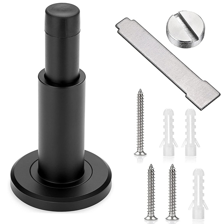 Stopper de usa ajustabil din otel inoxidabil, lungime ajustabila, finisaj negru, diametru baza 5cm, lungime minima 7cm, lungime maxima 11cm