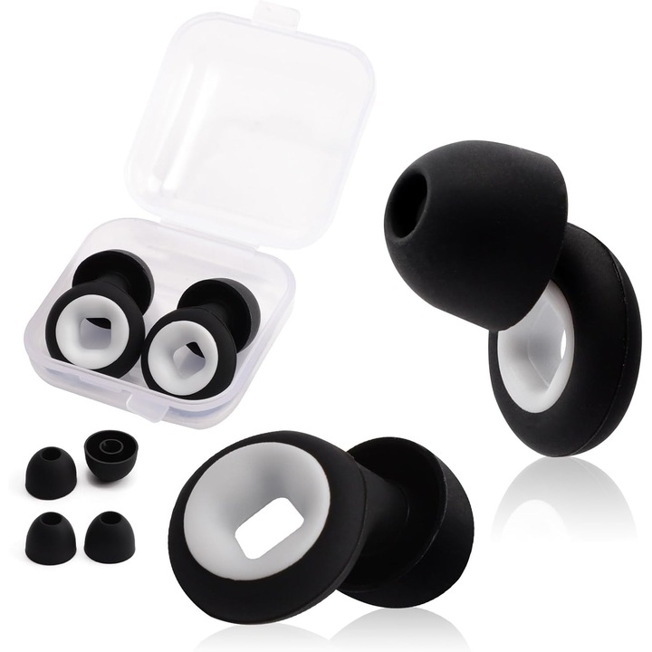 Dopuri de reducere a zgomotului, 3 straturi, silicon, set cu 4 perechi, pentru somn si studiu