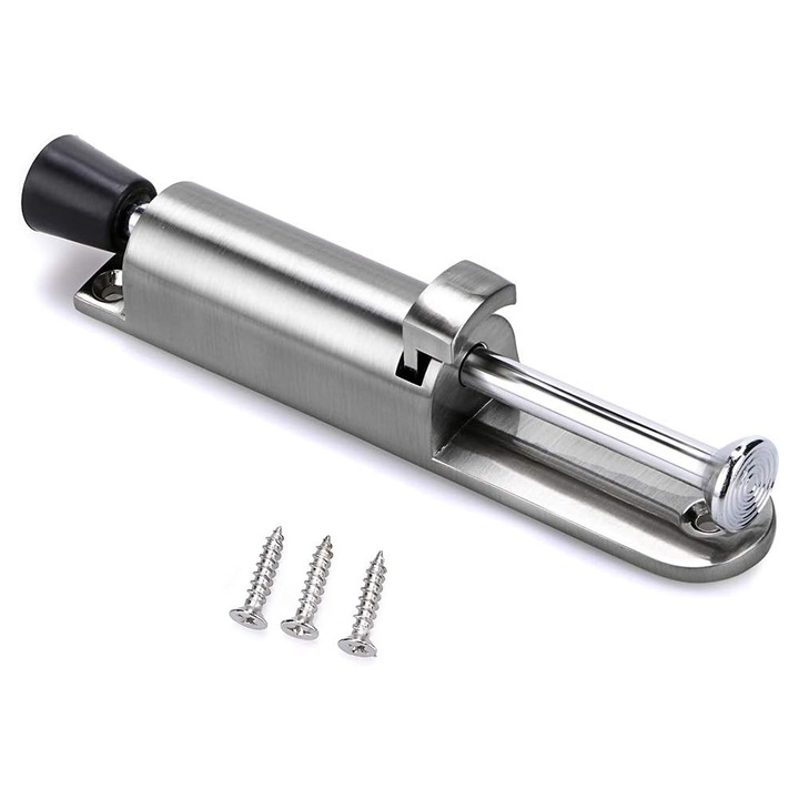 Stopper de usa din otel inoxidabil, design cu arc, protectie pentru podea, montare usoara, set de accesorii pentru usi