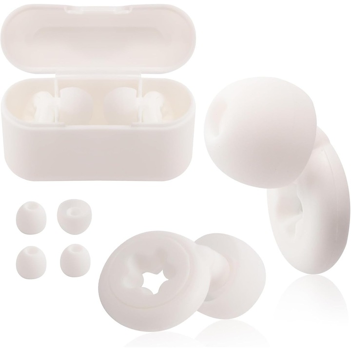 Dopuri casti cu anulare a zgomotului, 42 dB, silicon, set cu 4 perechi, pentru somn, studiu, inot