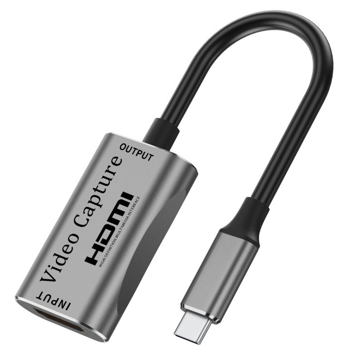 Card de captura video Type-C, 1080P, 4K/60Hz, mic, dimensiuni reduse