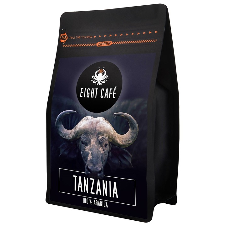 Cafea boabe EIGHT CAFE Arabica Tanzania 1 kg, 100% arabica, prajire medie, aroma dulce
