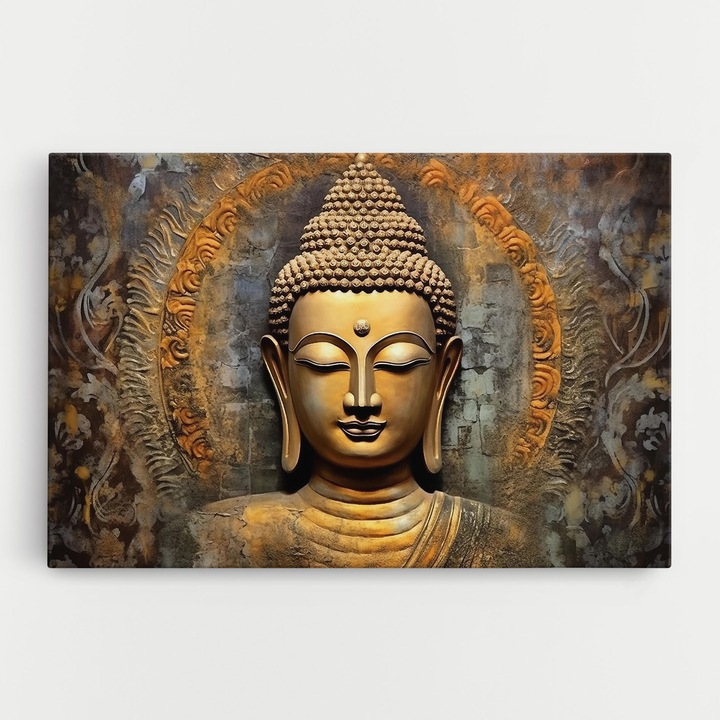 Tablou Canvas, 50x70 cm, Dormitor si Living, Moderne, Buddha, Buddha 3d Head