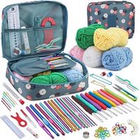 Set de crosetat, Simply Joy, 107 piese, kit de tricotat cu fire de crosetat, crosete, instrumente de crosetat, Crosetat si bricolaj pentru incepatori si avansati, Cu geanta depozitare, Usor de transportat, Pentru calatorii, adulti, copii, incepatori