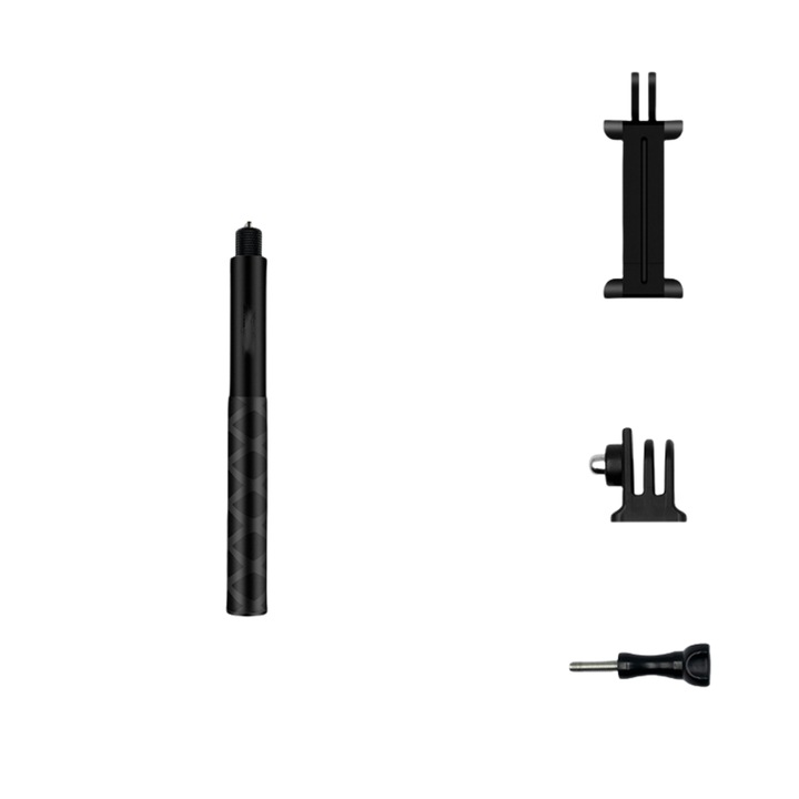 Стойка за екшън камера, комплект от 4, 70 см, за GoPro/Insta360/DJI/Akaso/SJCMA/YI, водоустойчива и износоустойчива, компактна и преносима, черна
