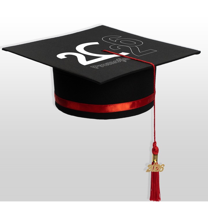 Toca de Absolvire Personalizata 2026 pentru Elevi / Studenti, Rosu, Ceremonie / Serbare, Sfarsit de An, Liceu, Facultate, 14 Culori, Marime Universala