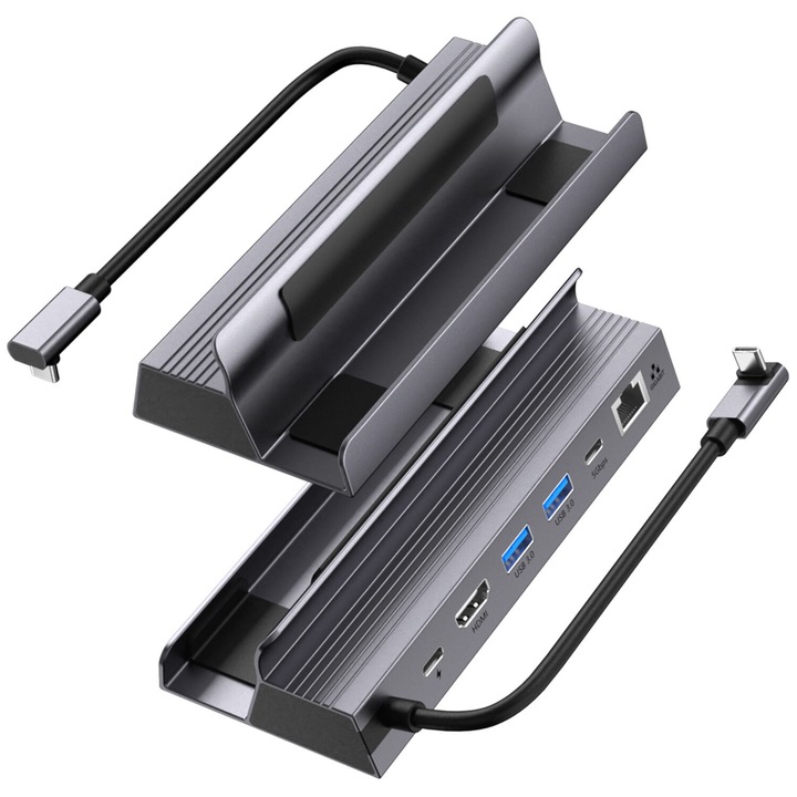6 az 1-ben dokkolóállomás, OTTOOPPXIN®, 4K 120Hz, HDMI 2.1, 100W PD, USB 3.0, RJ45, fekete