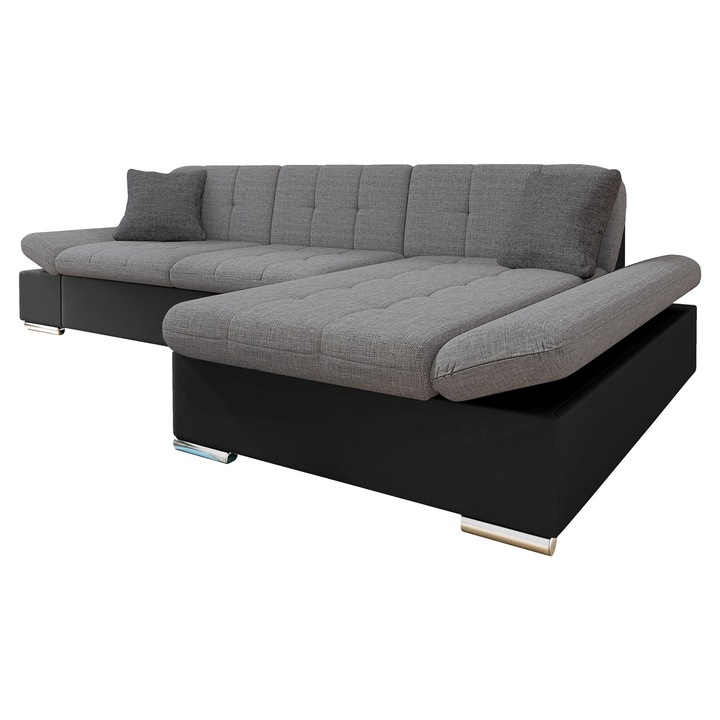 Coltar rabatabil Laviva SALE Dreapta, MIRJAN 24, negru mat + gri, 161x278x76 cm