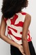 Marks & Spencer, Top din amestec de in cu model, Rosu, Alb murdar, 24