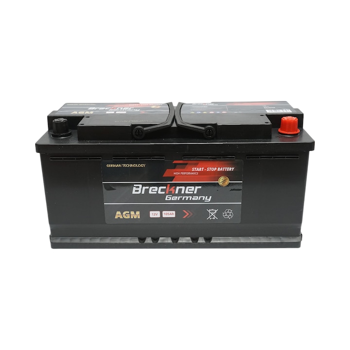Baterie auto AGM start-stop 12V 105 Ah, 1100A la pornire 392x175x195mm Breckner Germany