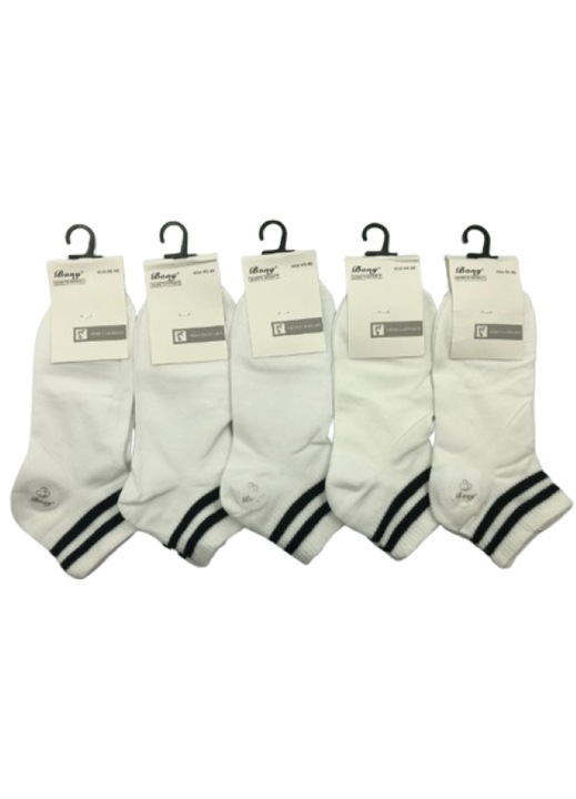 Set 20 sosete barbatesti Bony, fara cusatura, alb cu dungi negre, marime 41-46