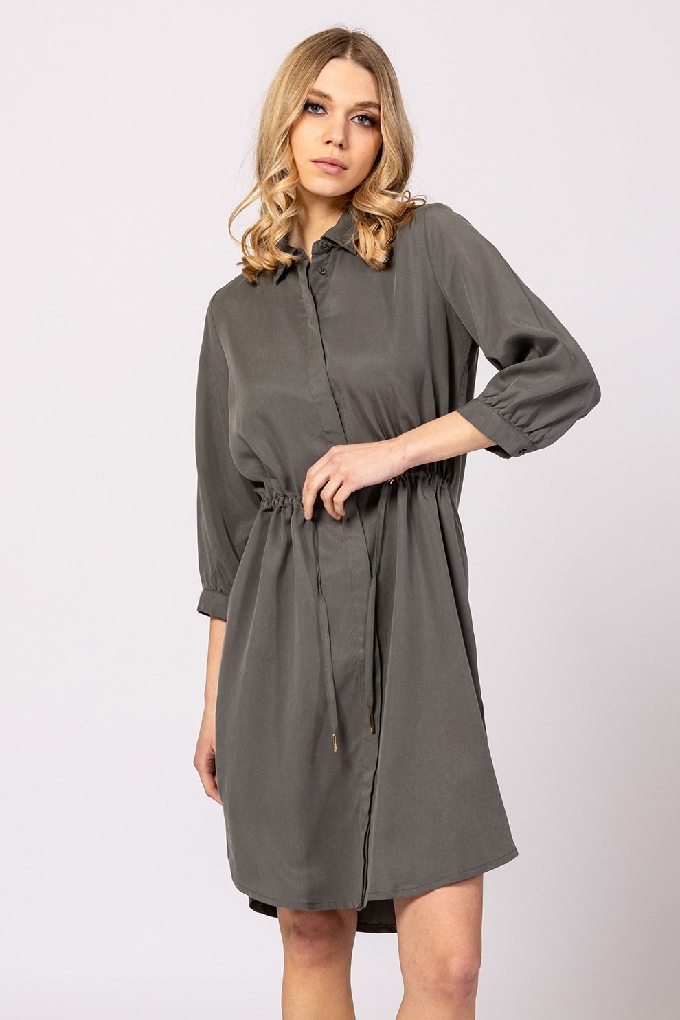 Heavy Tools, Rochie-camasa cu slituri laterale Villach, Verde inchis, M