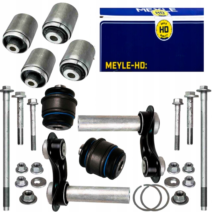Комплект за задно окачване Meyle за BMW E60 E61 E63 E64 E65 E66 E67 E53, 4 бр. втулки, 2 бр. скоби, монтажни винтове