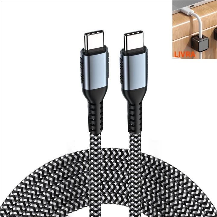 2 db-os adat- és töltőkábel, USB Type-C, gyorstöltés, 1,5 méter, 5A, 100w, Samsum, Xiaomi, Apple, Huawei készülékekhez