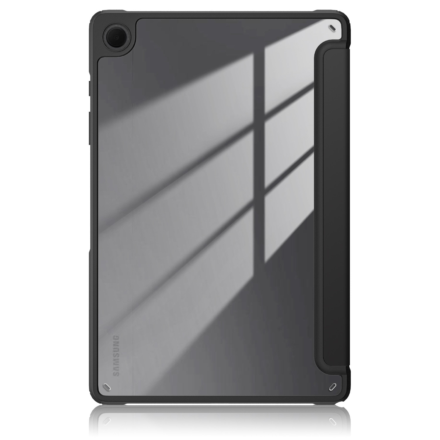 Husa Ultra Slim premium, Natty Pell, pentru Samsung Galaxy Tab A9+Plus (2023) - Smart Cover cu spate transparent, Negru
