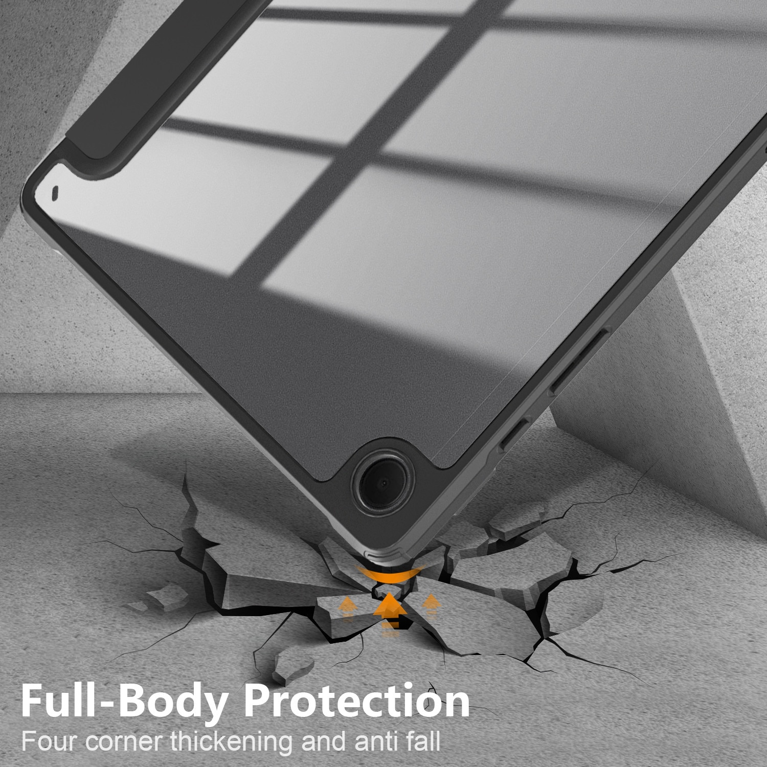 Husa Ultra Slim premium, Natty Pell, pentru Samsung Galaxy Tab A9+Plus (2023) - Smart Cover cu spate transparent, Negru