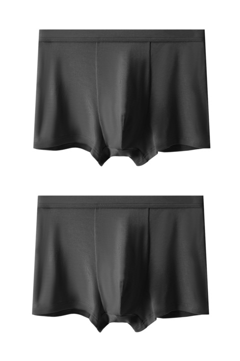 PremierPeds Lenjerie intima barbateasca de culoare solida, respirabila, modal, boxeri scurti, doua pachete, Negru