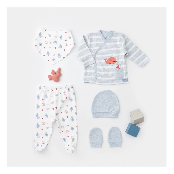 Trusou 5 piese nou-nascut 100% bumbac organic, 0-3 m