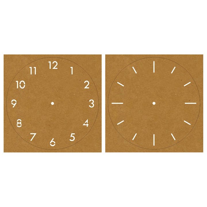 Sablon Ceas clasic, 25x25cm, 2 modele/set, Rayher, din carton kraft