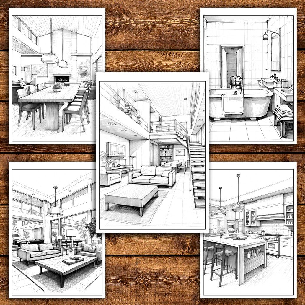 Carte de colorat antistres, 30 de ilustratii Design interior - Volumul ...