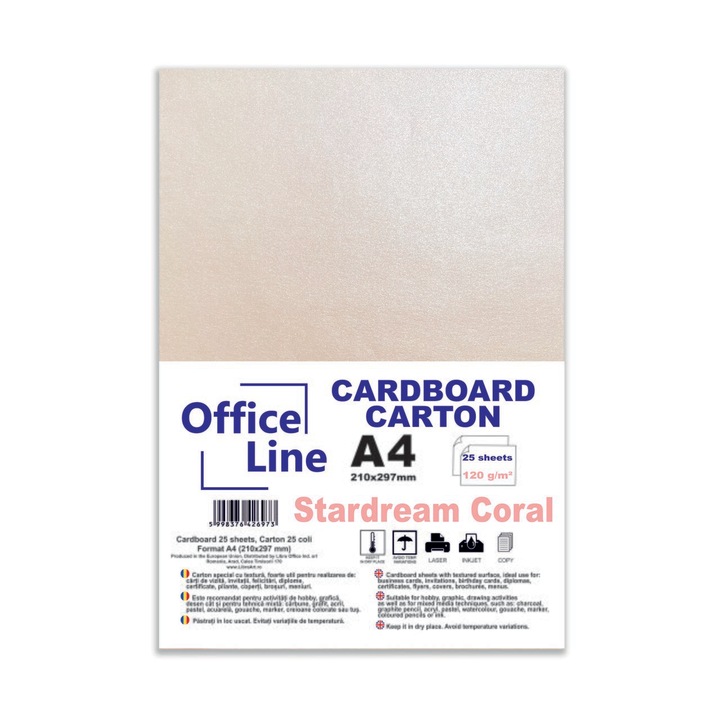 Carton A4 120gr Stardream coral top.25 coli