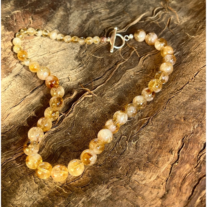 Colier din citrin, Druzy, pietre semipretioase, model Glow#2