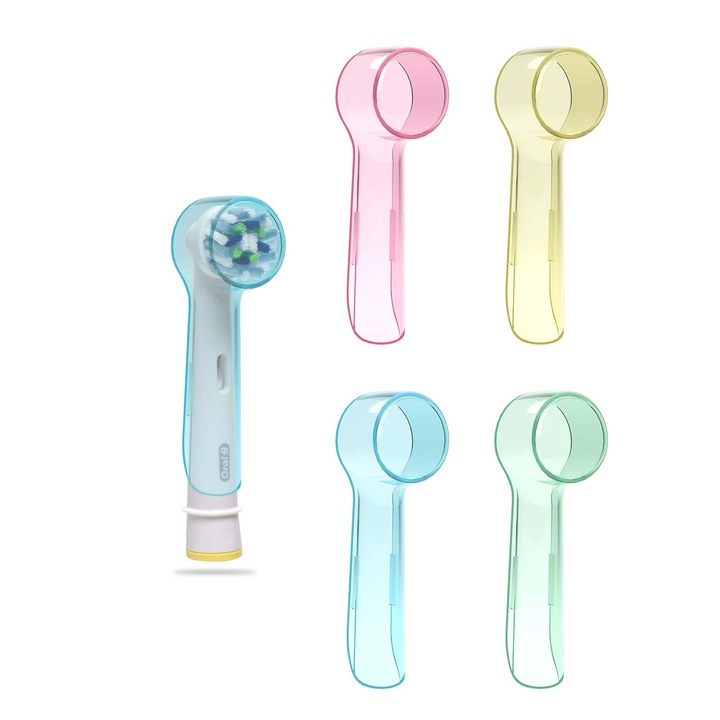 Set 4 capace protectie periute de dinti TREXORA, compatibile cu periutele Oral-B Round, multicolor