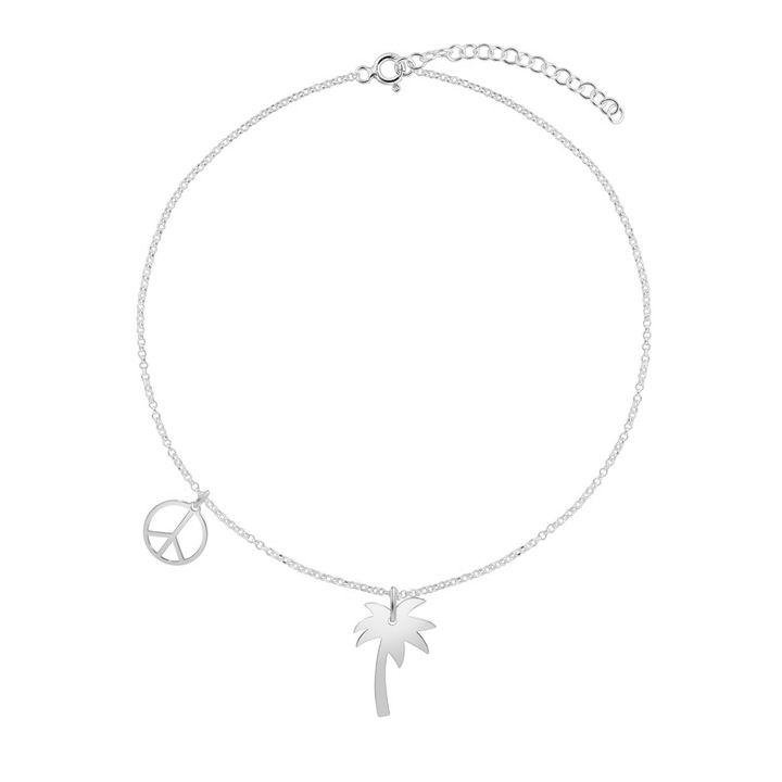 Bratara de picior din argint, Palm Trees and Peace