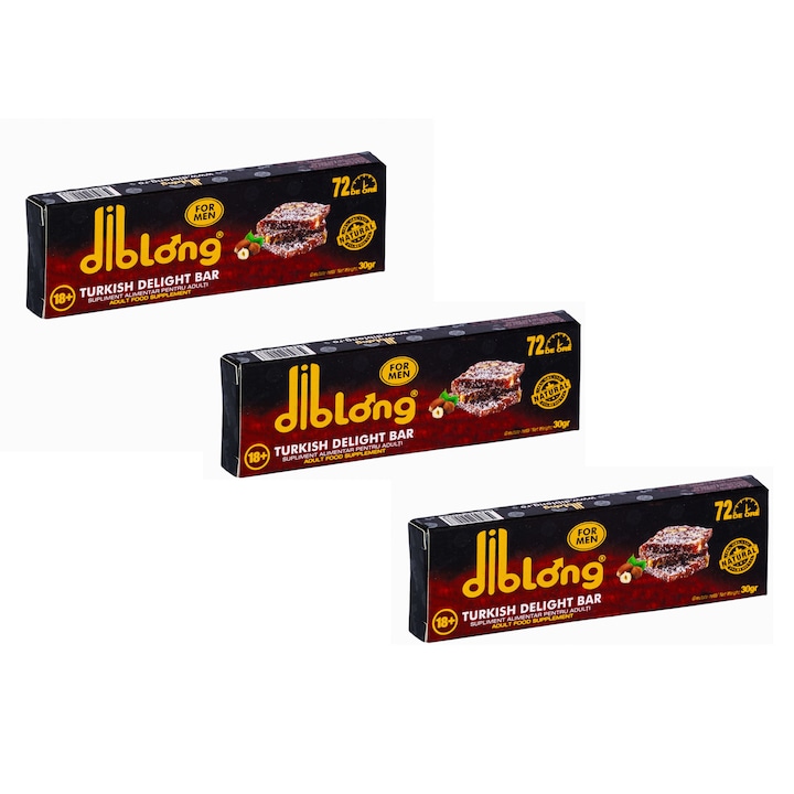 Set Afrodisiac premium, DIBLONG - TURKISH DELIGHT BAR, poate ajuta la cresterea libidoului, potenta, erectie, ejaculare precoce, 3 buc x 30 g