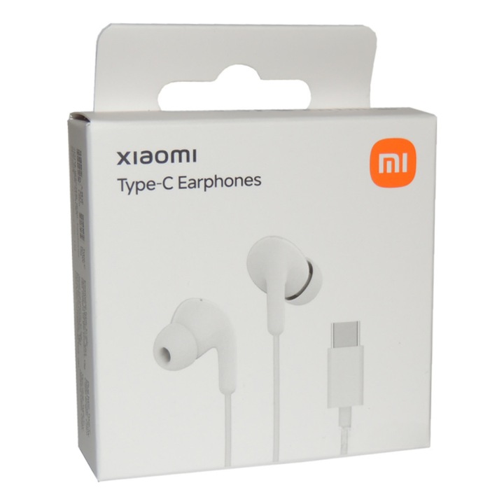 Xiaomi prémium vezetékes fejhallgató USB-C csatlakozóval IP54 vezetékes mikrofonnal zajcsökkentő funkcióval és hangerőszabályzóval fehér BHR8931GL kiskereskedelmi bliszter prémium