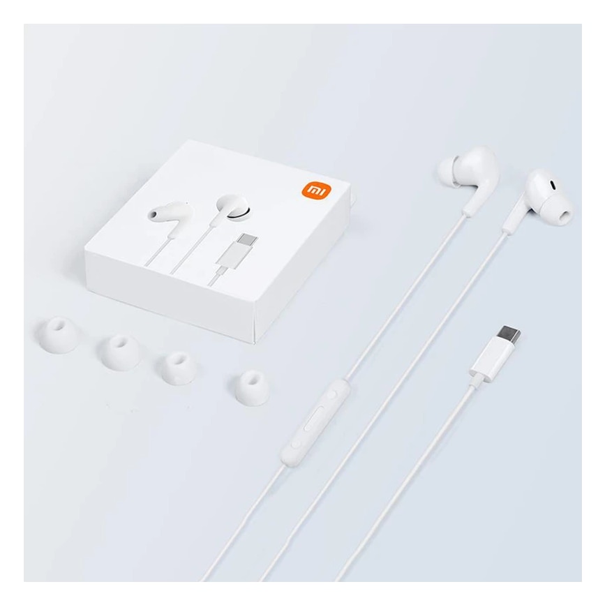Casti cu Fir Premium Xiaomi Mufa USB-C IP54 Microfon pe fir cu Functie de Reducere a Zgomotului si Volum Control Alb BHR8931GL Blister Retail Premium