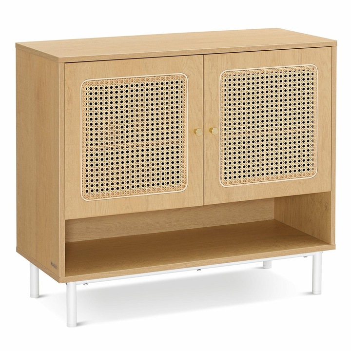 Шкаф за обувки, Songmics, Материал: МДФ, Стомана, Ратан, Цвят: Бежов, Брой рафтове: 3, Максимален капацитет: 75 кг, 70 x 80 x 35 см, Бежов