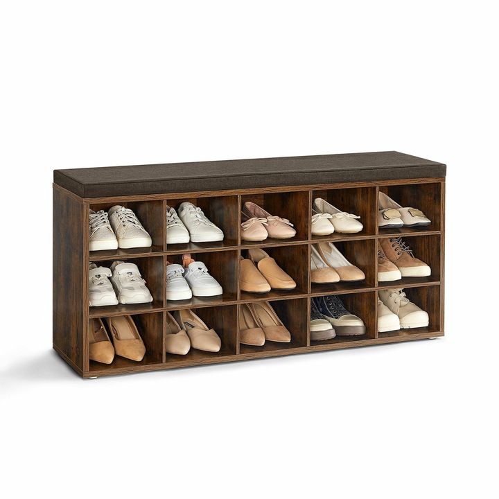 Шкаф за обувки, Songmics, MDF, Пяна, Правоъгълен, Влагоустойчивост: Не, 30 x 105 x 48 см, Кафяв